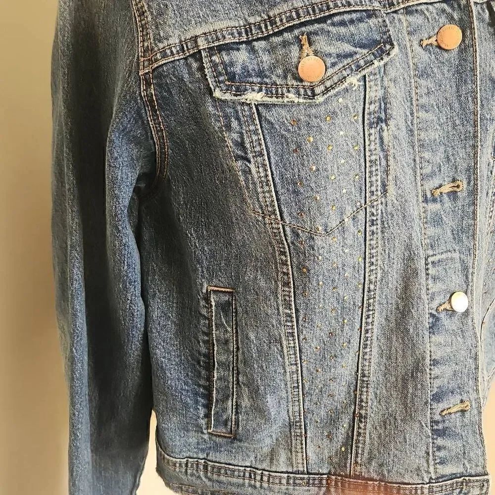 Universal Thread Upcycled Denim "Growling Tiger" Trucker Jacket, XL - Picture 4 of 12